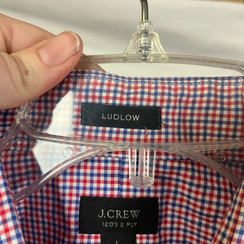 J. Crew Men's Ludlow 120s 2 Ply Micro Plaid Long Sleeve Button Down Shirt- Large